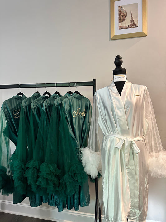 The Magic of Embroidery: Elevating Your Bridal Robe with Tulle Sleeves for the Perfect Wedding Morning