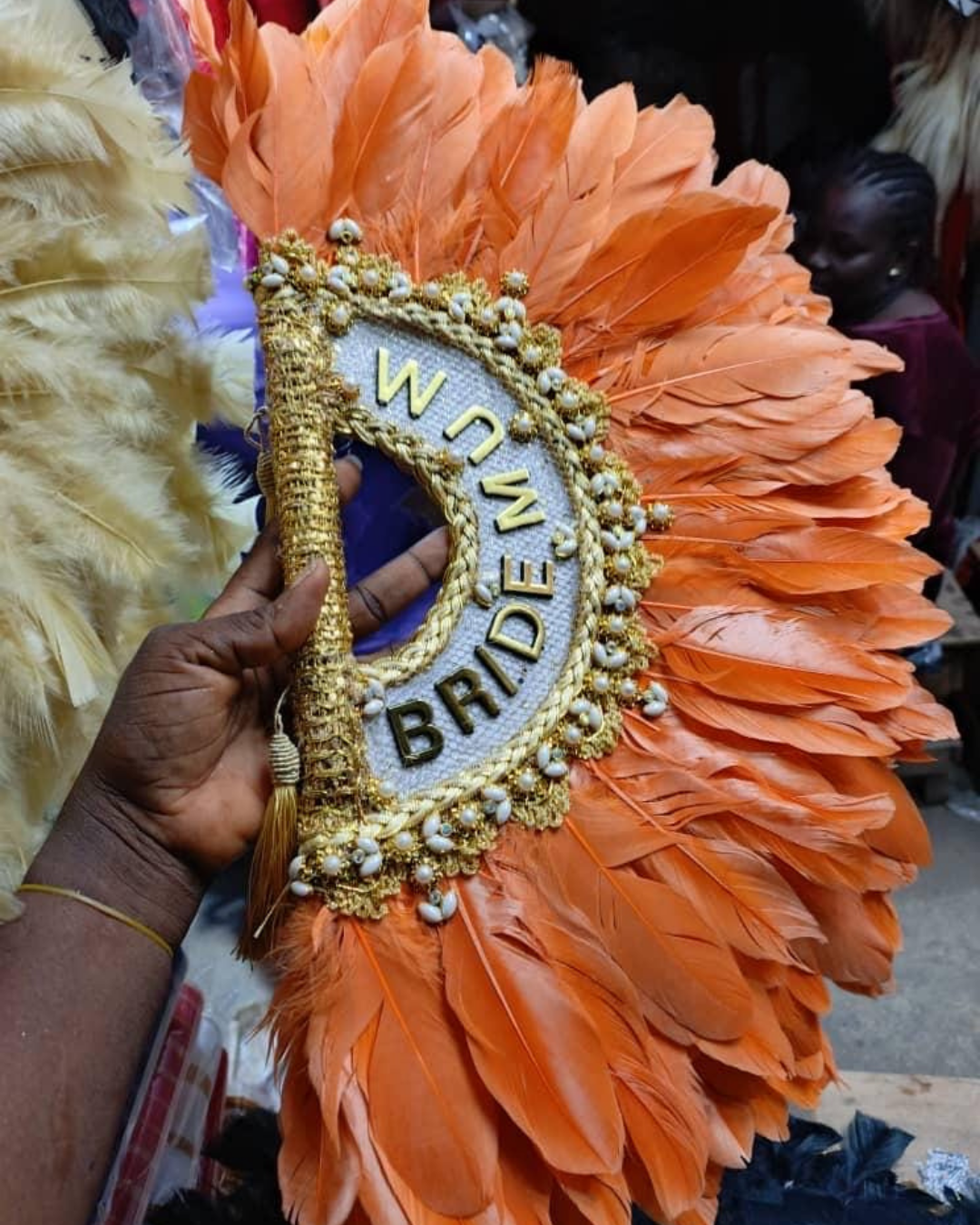 African Aso Ebi Fan, Brides Hand Fan, Traditional Wedding Brides Hand Fan, Wedding Feather Hand Fan, Nigerian Wedding Bridal Hand Fan