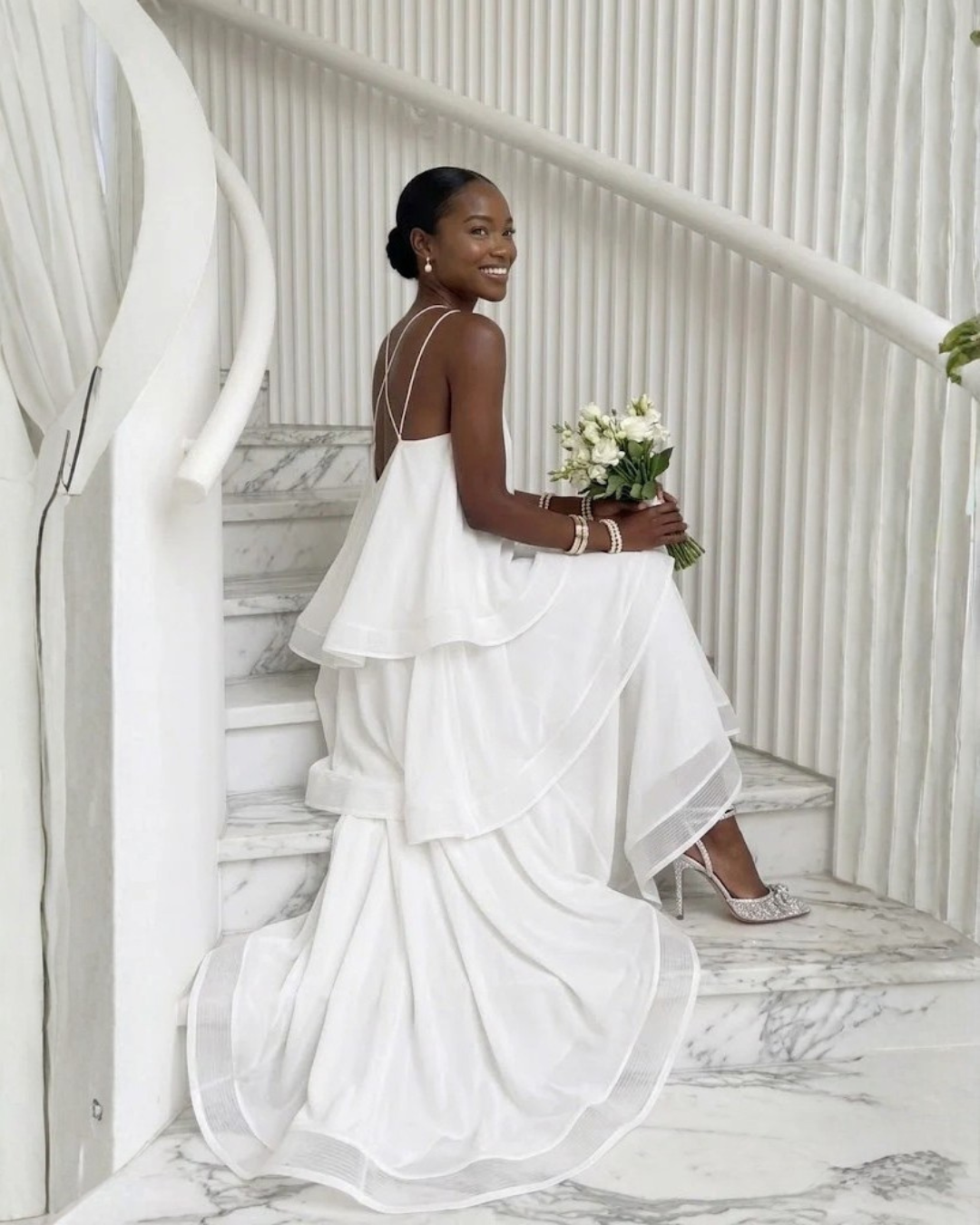 Bridal Trapeze Satin 3 Layer Slip Dress S