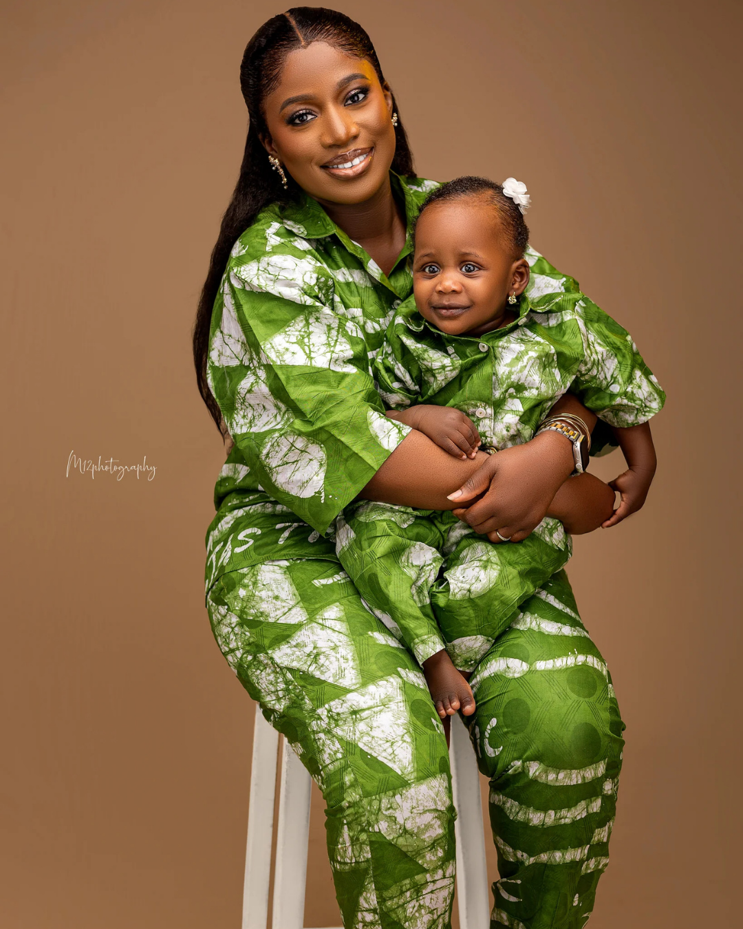 Matching African Couple Outfit, Adire Button-Up Shirt & Trouser Set (W – DEMILAMARIE