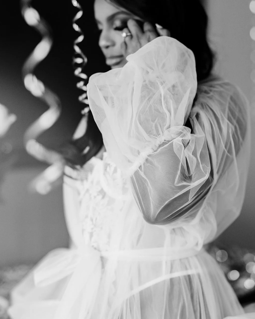 Lana Tulle Ruffle Bridal Robe
