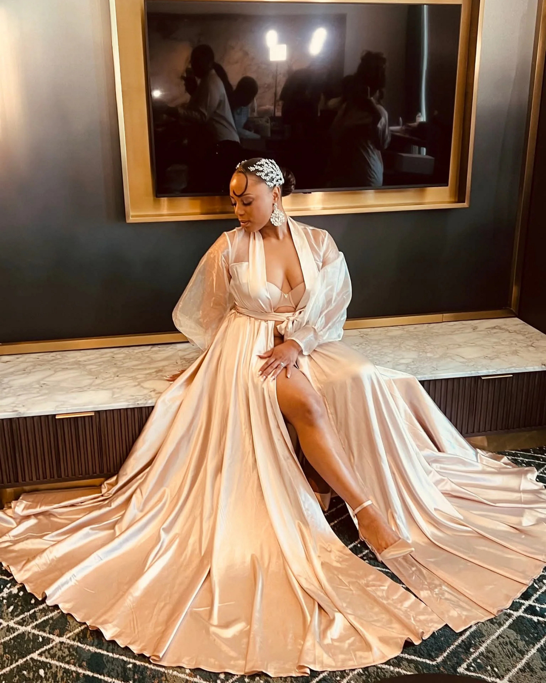 satin organza dress Draped Organza and Metallic Satin Gown