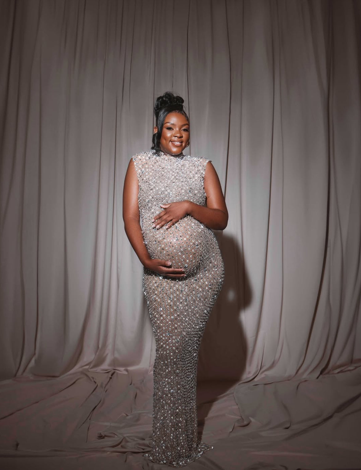 Silver Plus Size Maternity Dress Silver / 4XL Silver Plus Size Maternity Dress Silver / 4XL