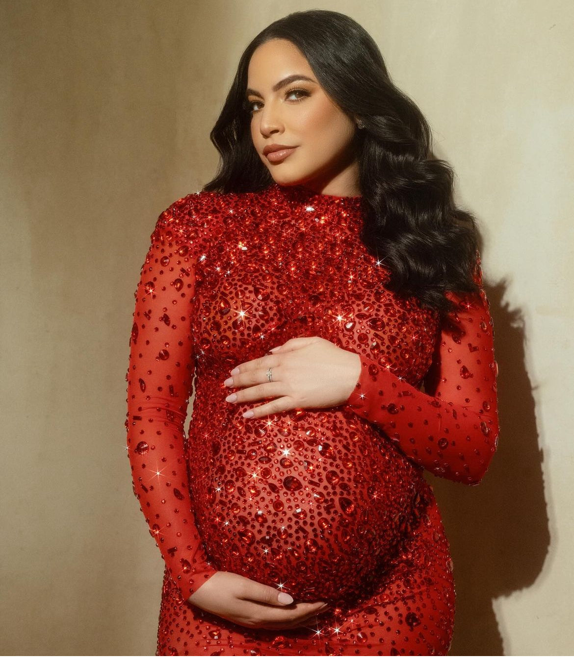 Lacy Maternity Dress (Red/Black)