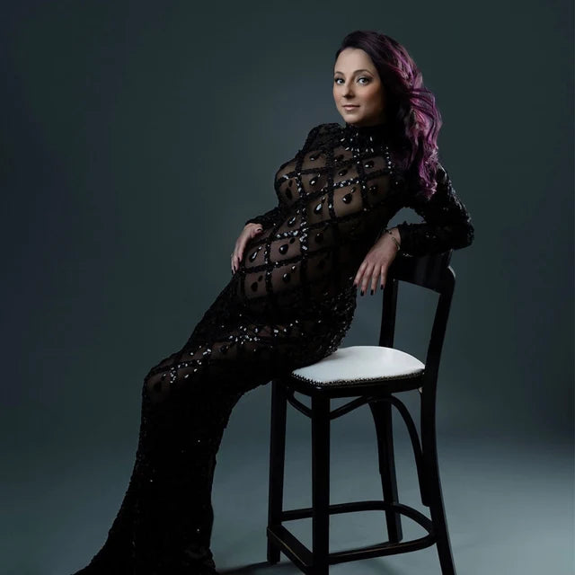 Tina Diamond long Sleeve Maternity Dress