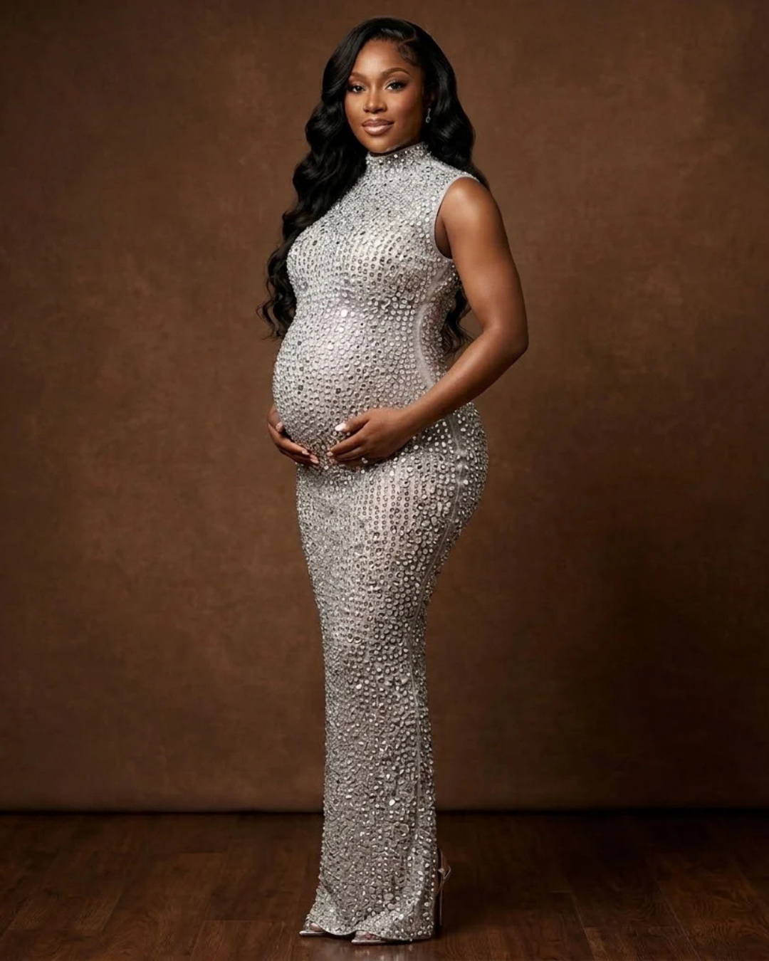 Silver Plus Size Maternity Dress Silver / 4XL
