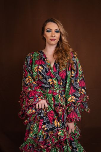 Lola African Ruffle Dress