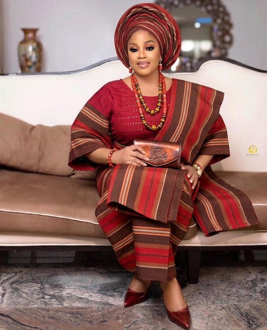 Classic Asooke Iro And Buba, Mother Of The Bride And Groom Outfits, 40th Birthday Attire, Asooke For Women, Nigerian Wedding Suit, Asooke