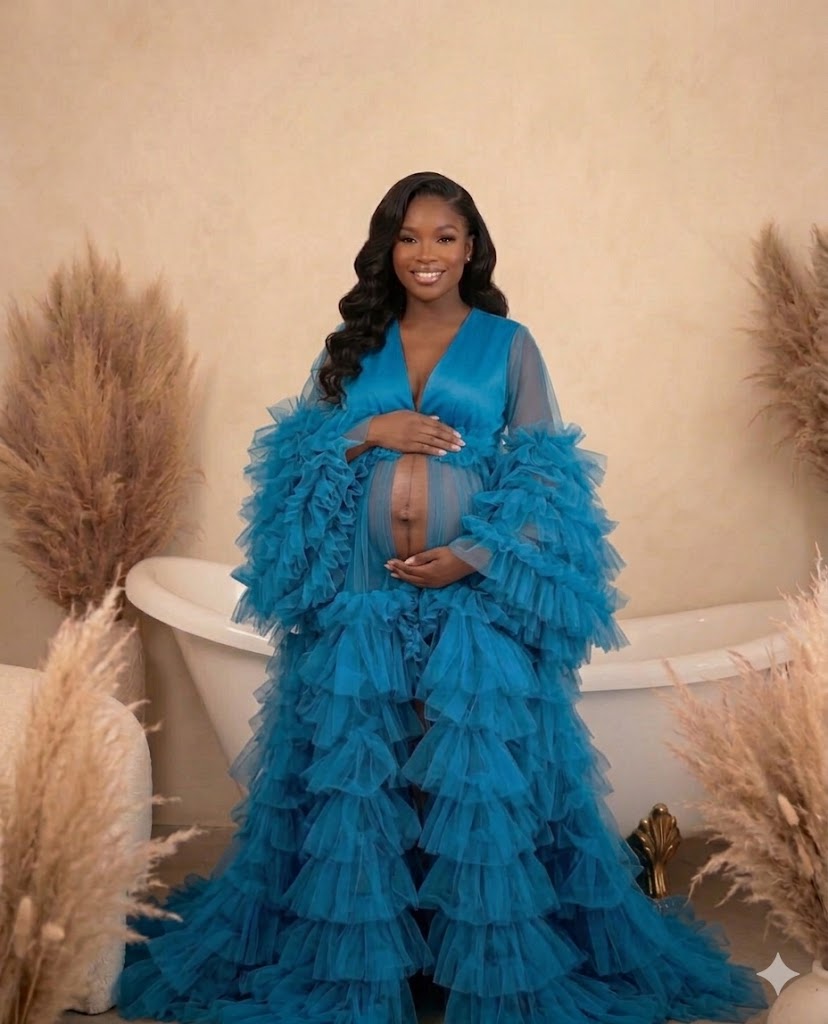 Maternity Dress for Photo Shoot, Tulle Maternity Gown, Baby Shower Photoshoot Dress, Boho Maternity Gown, Wedding Guest Dress, Gift for Her