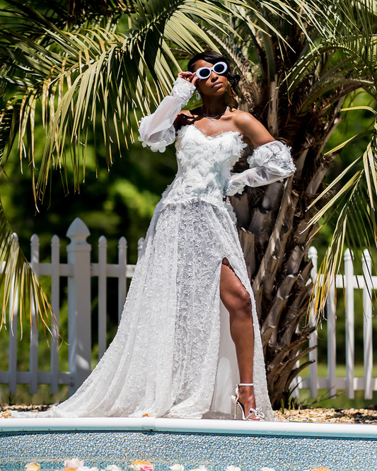 Amelia Beaded Lace Bridal Robe