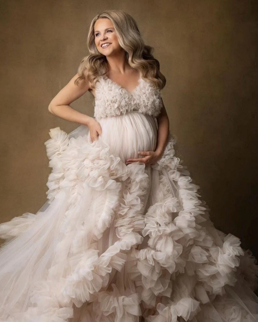 Maternity Dress for Photo Shoot, Tulle Maternity Gown, Baby Shower Photoshoot Dress, Boho Maternity Gown, Wedding Guest Dress, Gift for Her