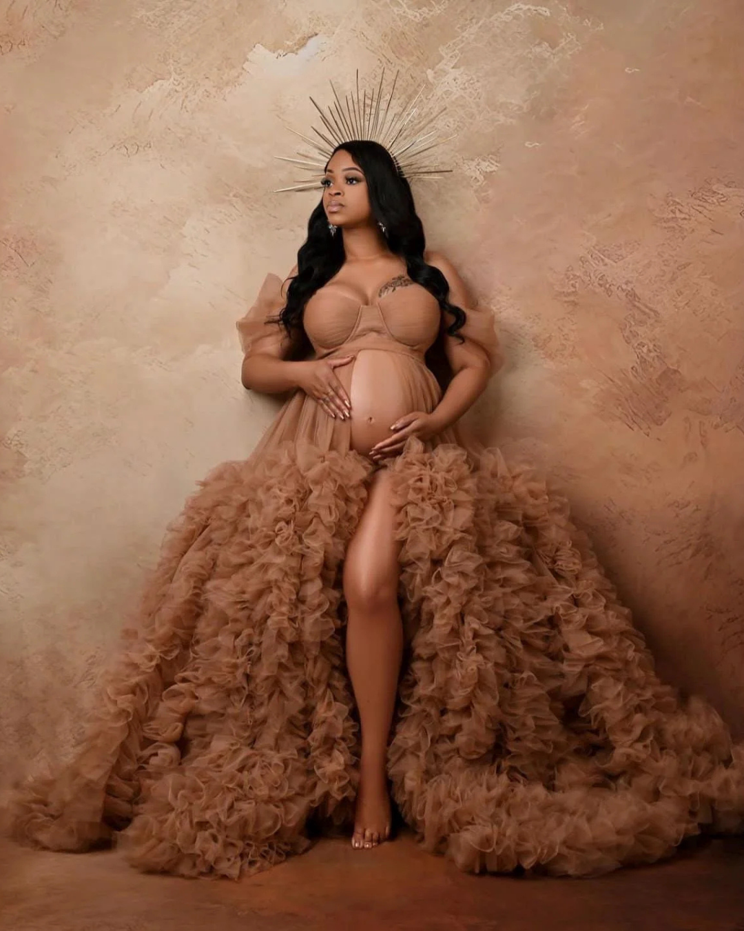 Maternity Dress for Photo Shoot, Tulle Maternity Gown, Baby Shower Photoshoot Dress, Boho Maternity Gown, Wedding Guest Dress, Gift for Her
