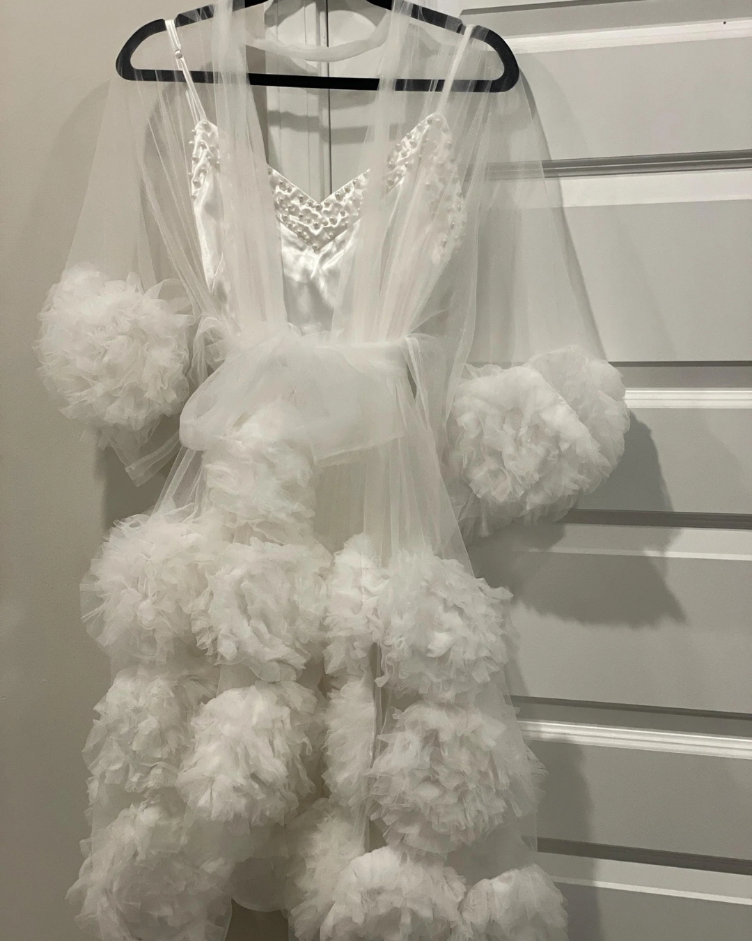 Bridal Robe and Slip Dress, Short Tulle Robe, Wedding Day Robe, Gift for Bride To Be, Bridal Morning Robe, Gift For Her, 2025 Bride, 2026 Bride