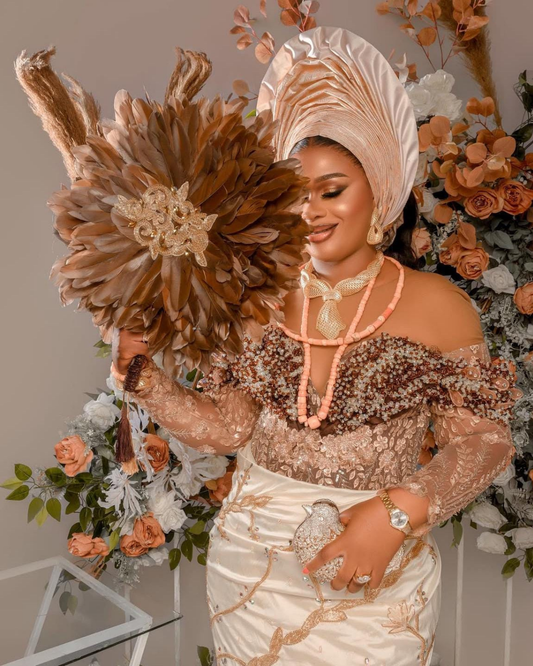 African Feather Fan, Brides Only Hand Fan, Traditional Wedding Brides Hand Fan, Wedding Feather Hand Fan, Nigerian Wedding Bridal Hand Fan