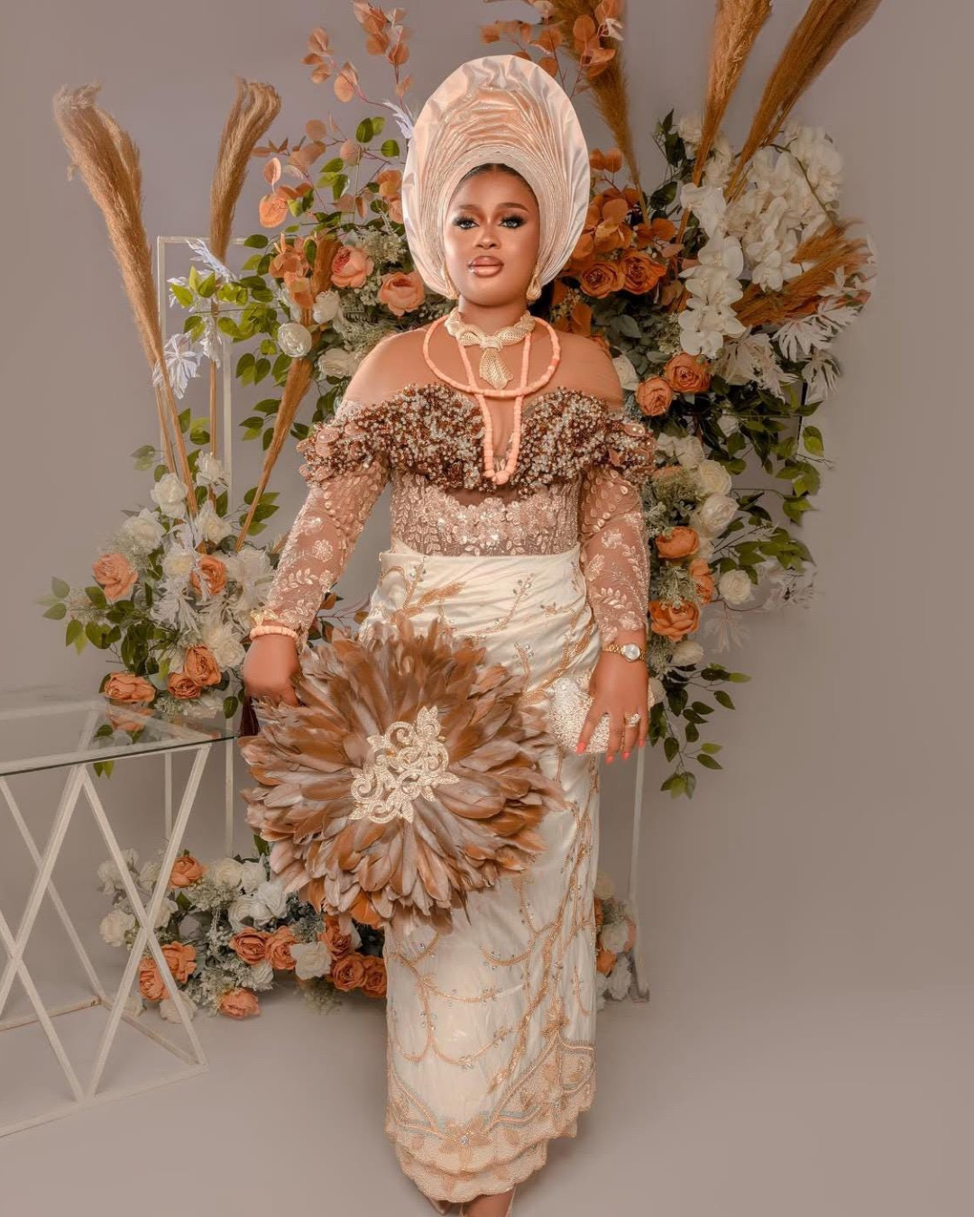 African Feather Fan, Brides Only Hand Fan, Traditional Wedding Brides Hand Fan, Wedding Feather Hand Fan, Nigerian Wedding Bridal Hand Fan