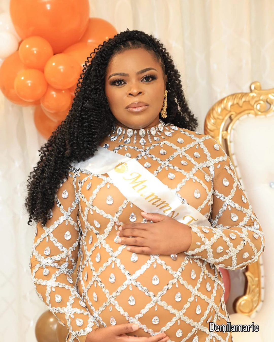 Tina Diamond Long Sleeve Maternity Dress (L/XL Silver Ready to Ship)