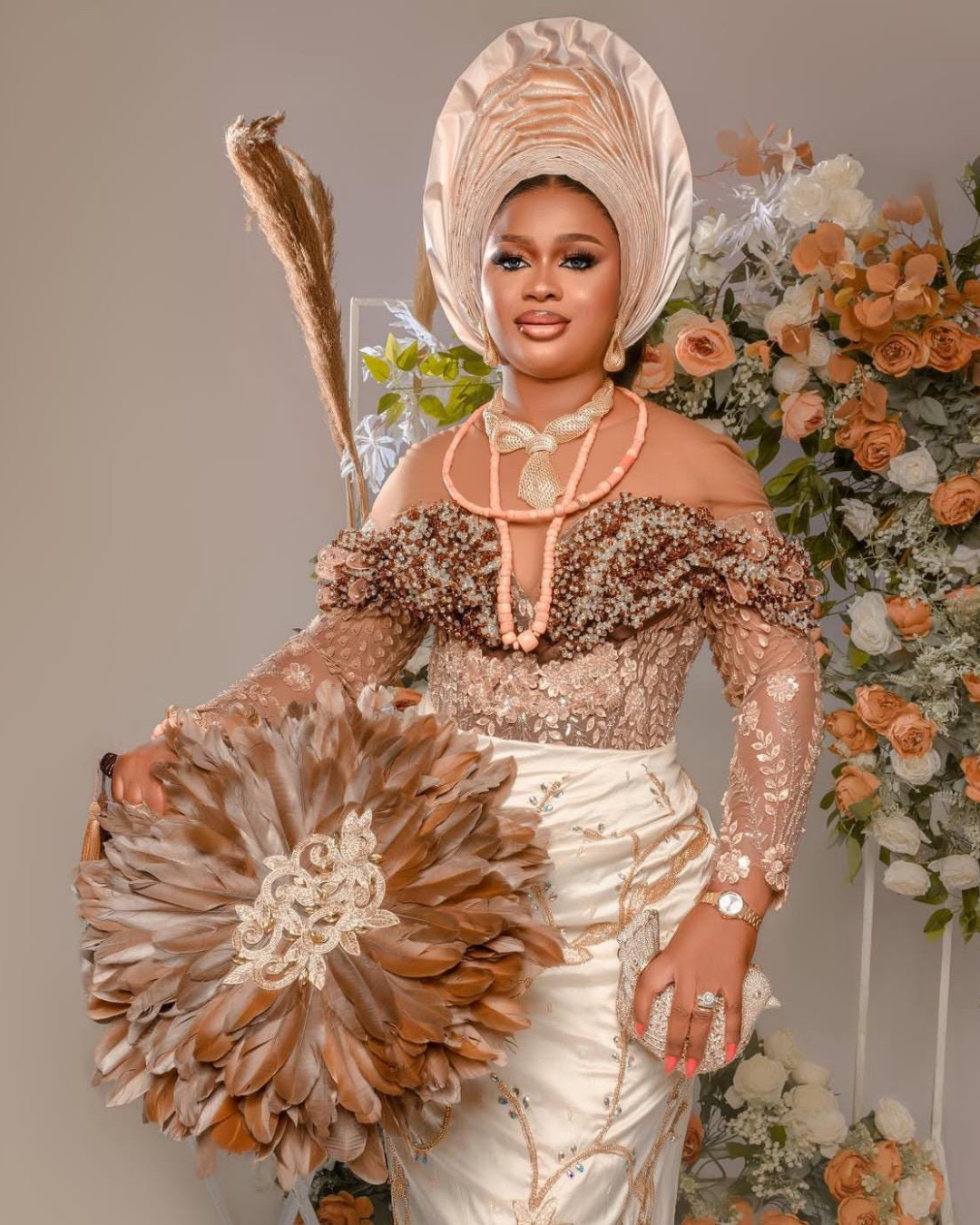 African Feather Fan, Brides Only Hand Fan, Traditional Wedding Brides Hand Fan, Wedding Feather Hand Fan, Nigerian Wedding Bridal Hand Fan