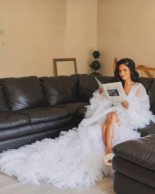 Adele Bridal Tulle Ruffle Robe ( Ready to ship)