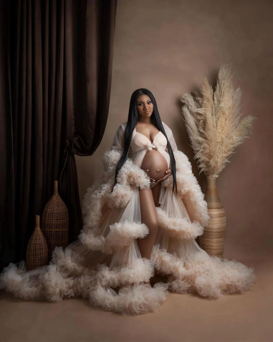 Maternity Dress for Photo Shoot, Tulle Maternity Gown, Baby Shower Photoshoot Dress, Boho Maternity Gown, Wedding Guest Dress, Gift for Her