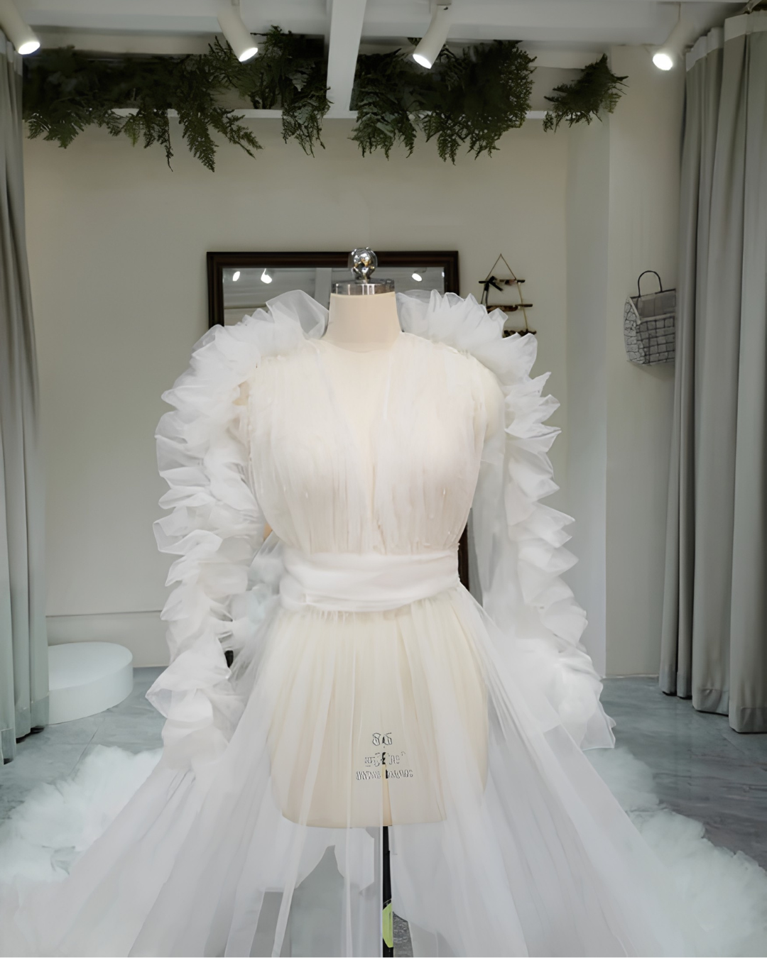 Christina Pearl Studded Ruffle Bridal Robe