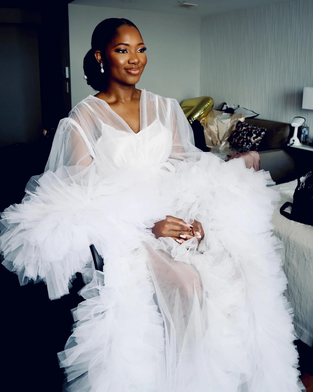 Bridal Robe, Wedding Robes for Brides, Tulle Robe, Wedding Day Robe, Gift for Bride To Be, Bridal Morning Robe