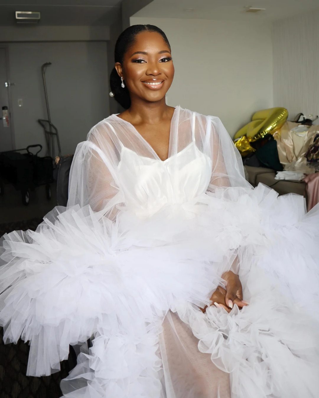 Bridal Robe, Wedding Robes for Brides, Tulle Robe, Wedding Day Robe, Gift for Bride To Be, Bridal Morning Robe