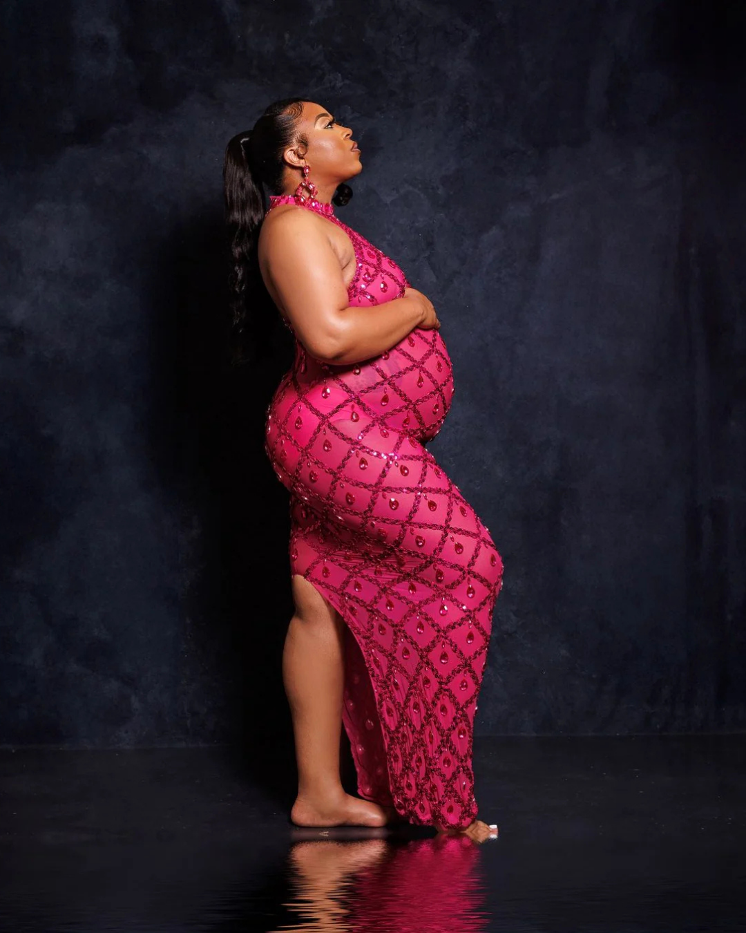 Tina Diamond Maternity Dress (Red and Pink Ready to Ship)
