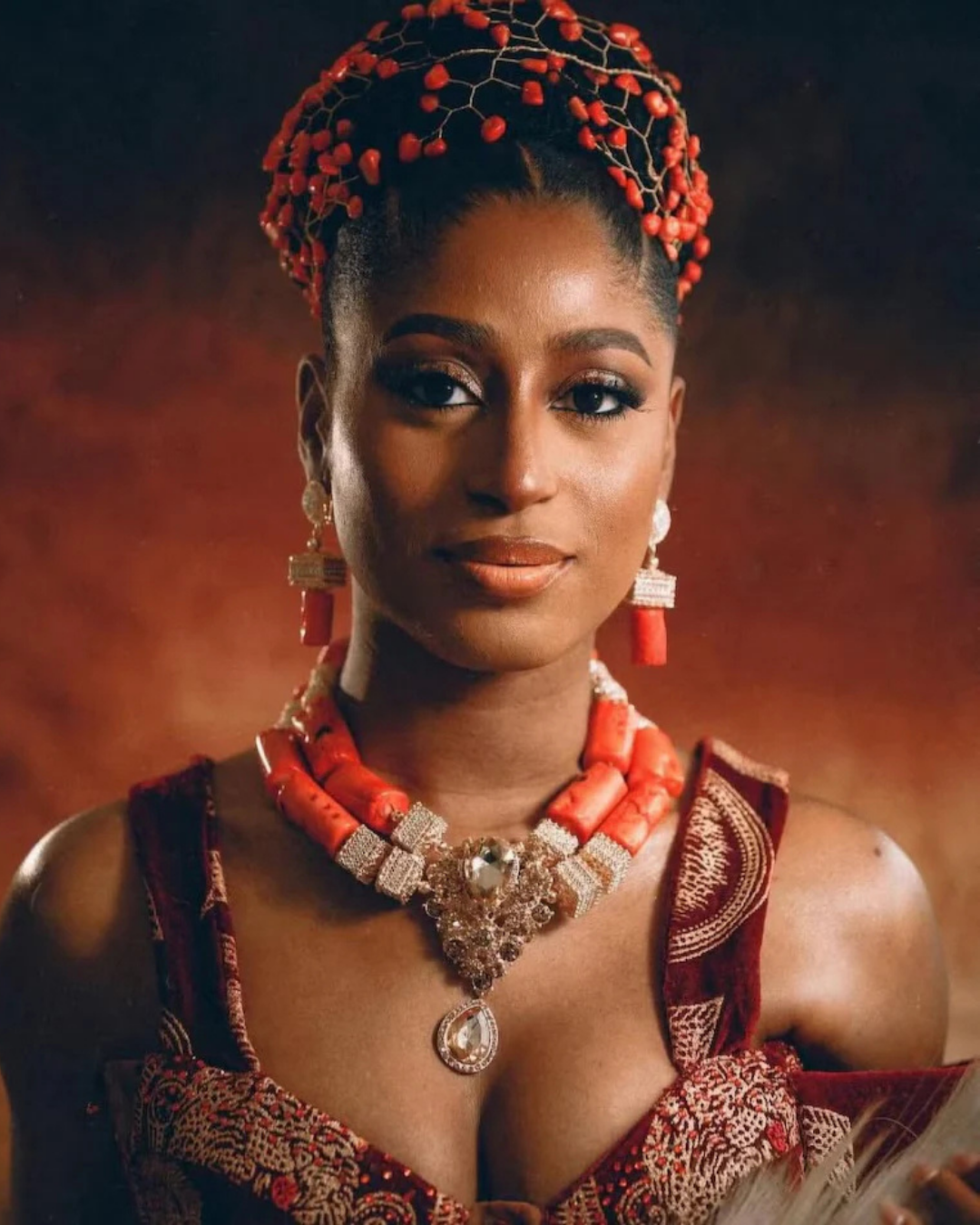 African Red Coral Bead Complete Set, Igbo Brides Jewelry, Traditional Wedding Accessories, Wedding Nigerian Edo Igbo Wedding, Bridal Coral