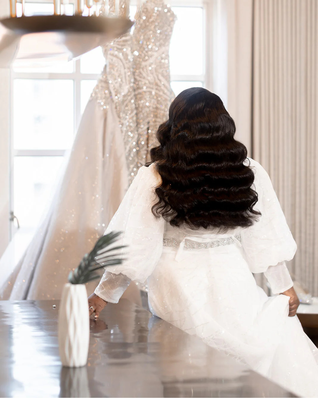 Monica Embelished Lace Bridal Robe