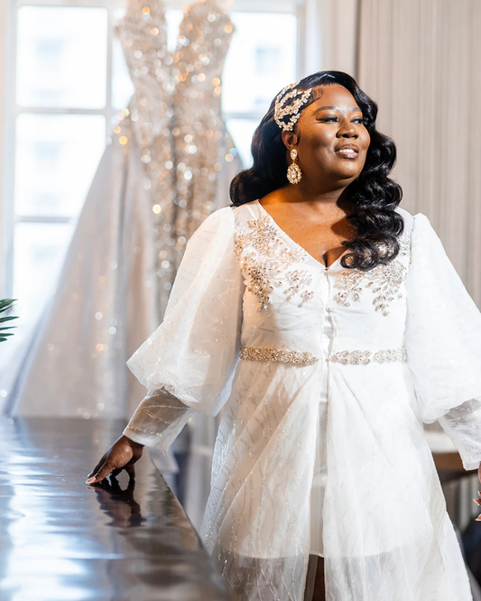 Monica Embelished Lace Bridal Robe