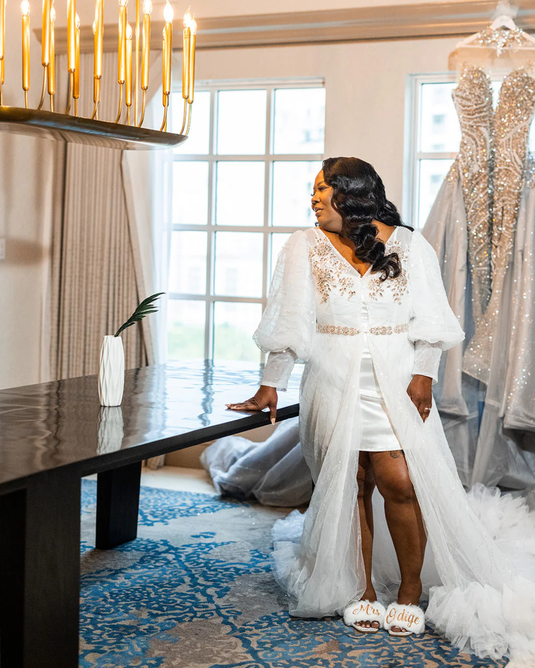 Monica Embelished Lace Bridal Robe