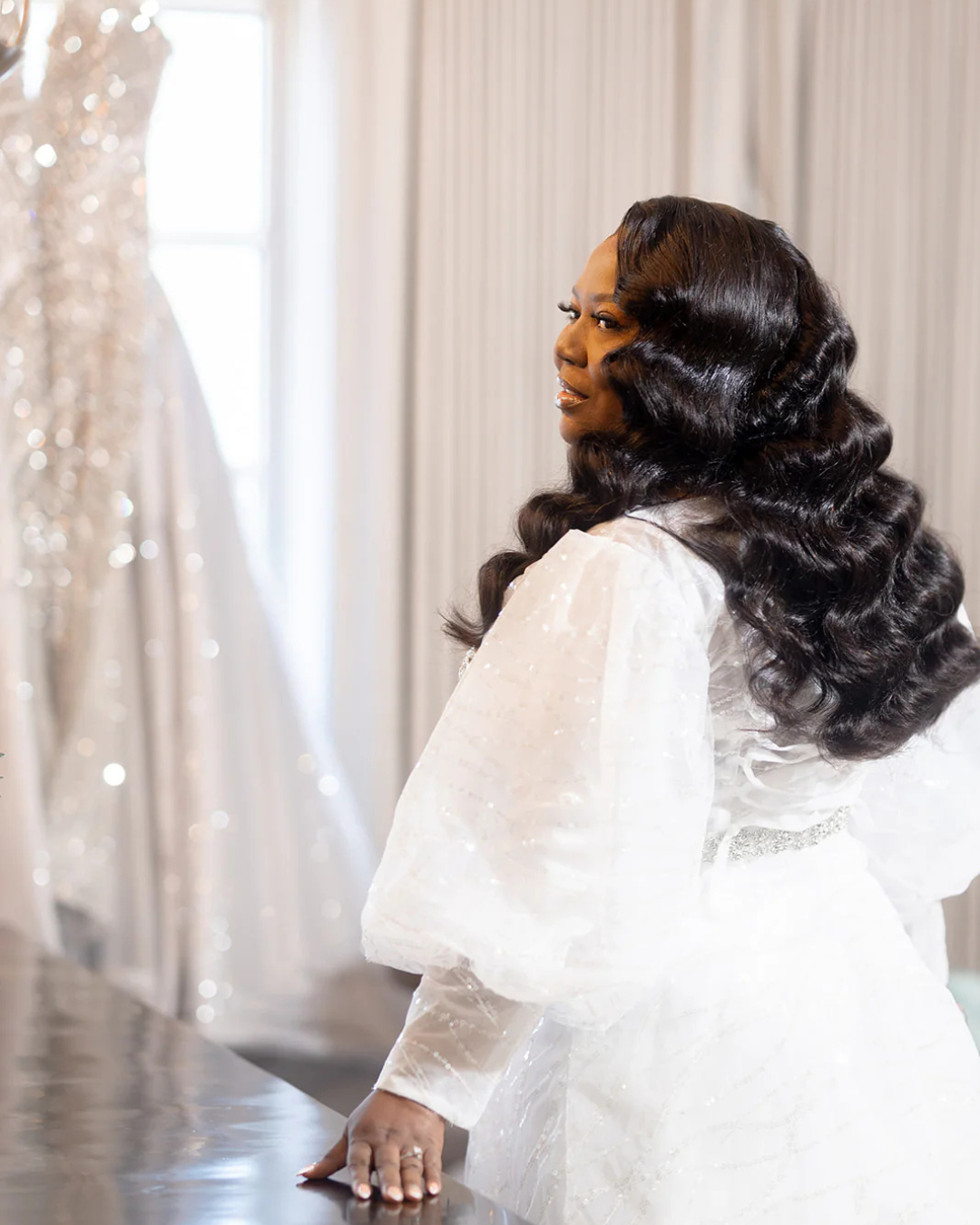 Monica Embelished Lace Bridal Robe