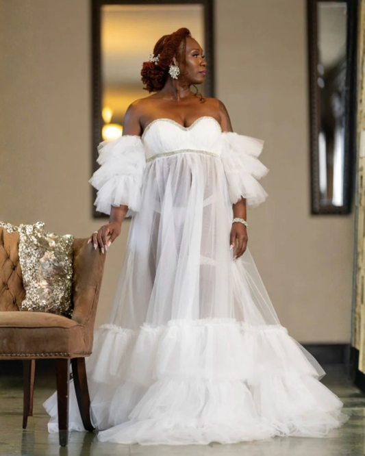 Maria Tulle Ruffle Bridal Robe