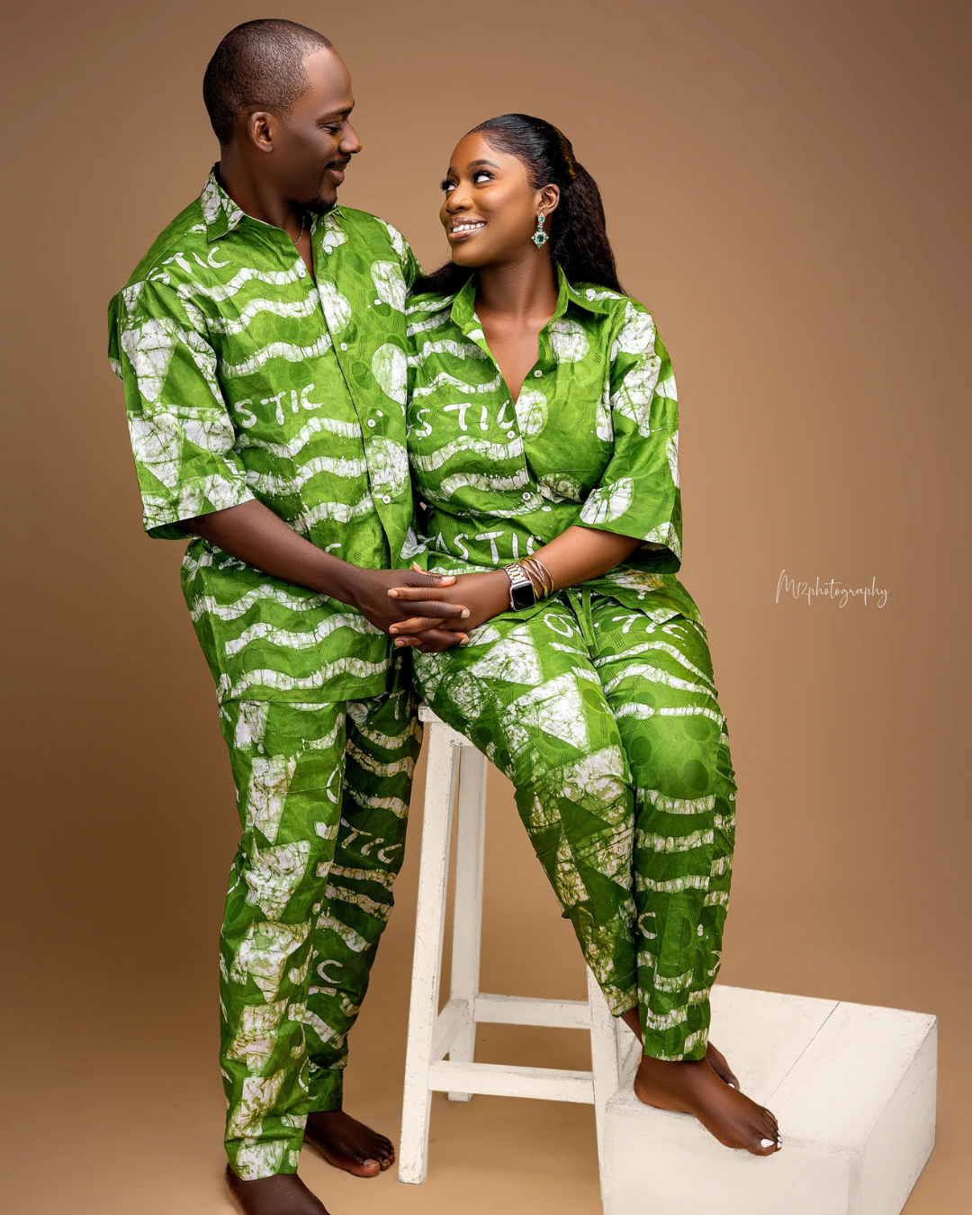 Matching African Couple Outfit, Adire Button-Up Shirt & Trouser Set (Women), Mother’s Day Gift, Gift For Women, African Mother, Mothers (Personalize)