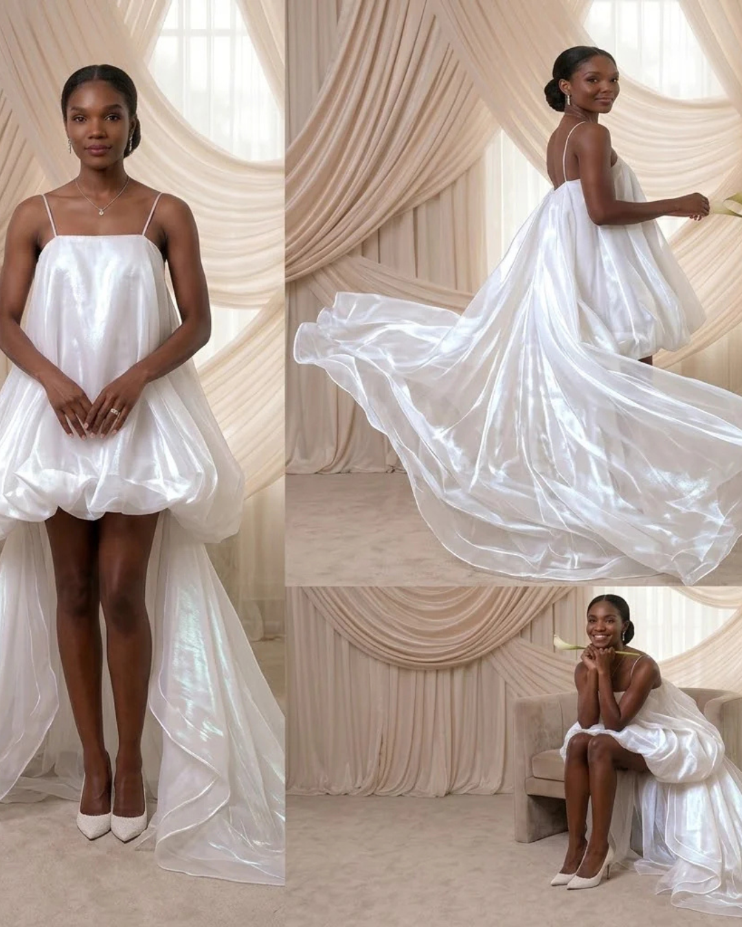 Bridal Trapeze Organza Slip Dress