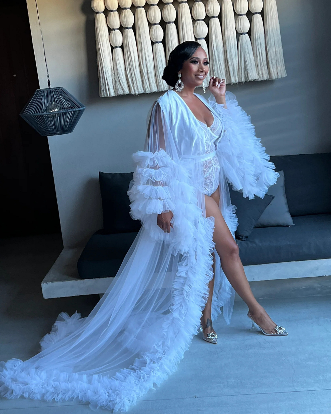 Alana Bridal Tulle Ruffle Robe (Ready to Ship)