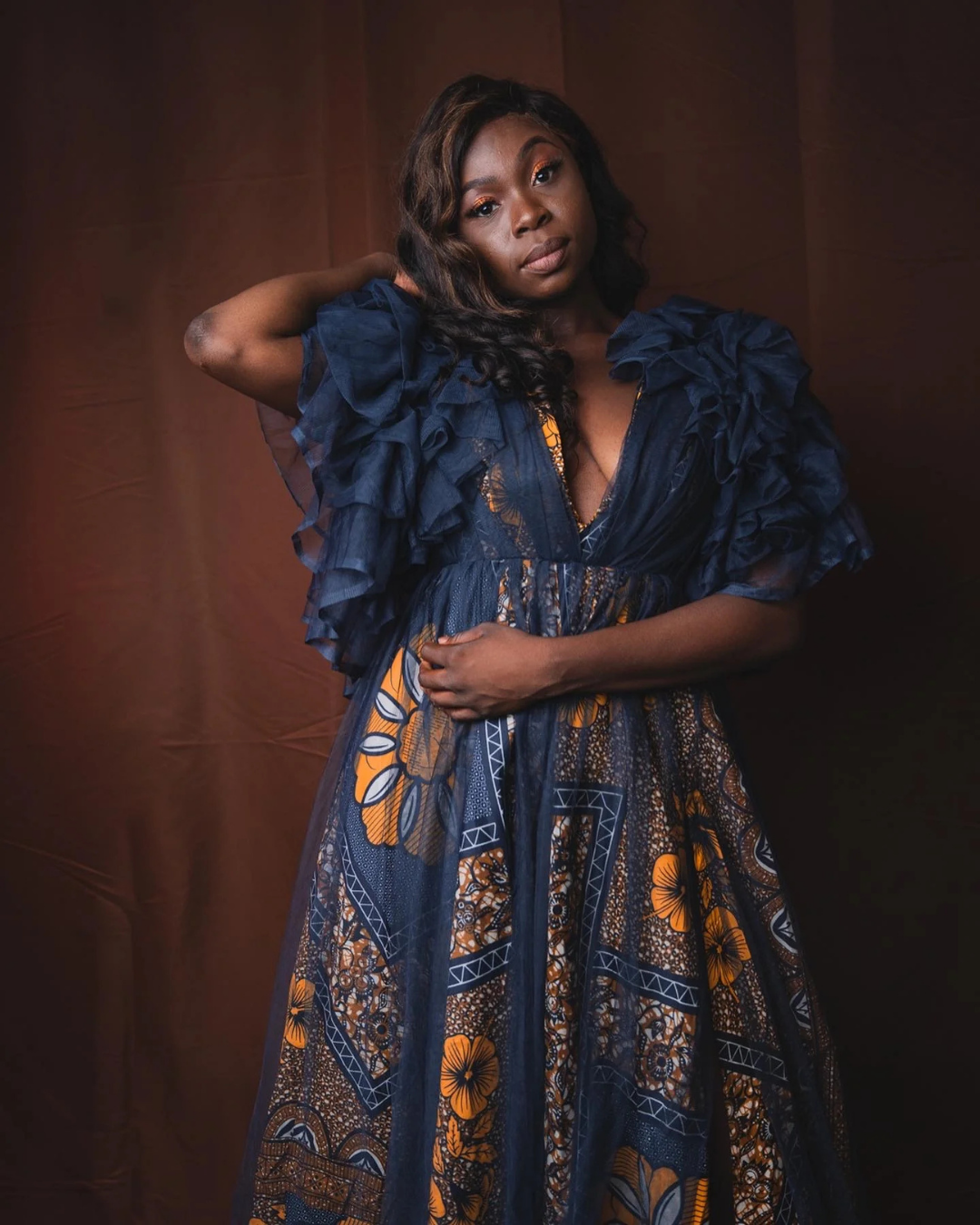 Amaka with Tulle Ruffles, Ankara Dress With Tulle, African Print Dress For Women, Tulle Ruffle Dress, Ankara Fashion, African Wedding Guest Dress, Ankara Party Dress, African Fashion, Ankara And Tulle Combination Dress,  African Occasion Wear