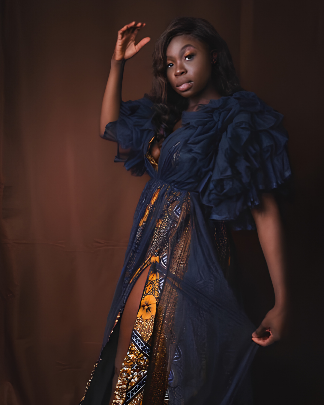 Amaka with Tulle Ruffles, Ankara Dress With Tulle, African Print Dress For Women, Tulle Ruffle Dress, Ankara Fashion, African Wedding Guest Dress, Ankara Party Dress, African Fashion, Ankara And Tulle Combination Dress,  African Occasion Wear