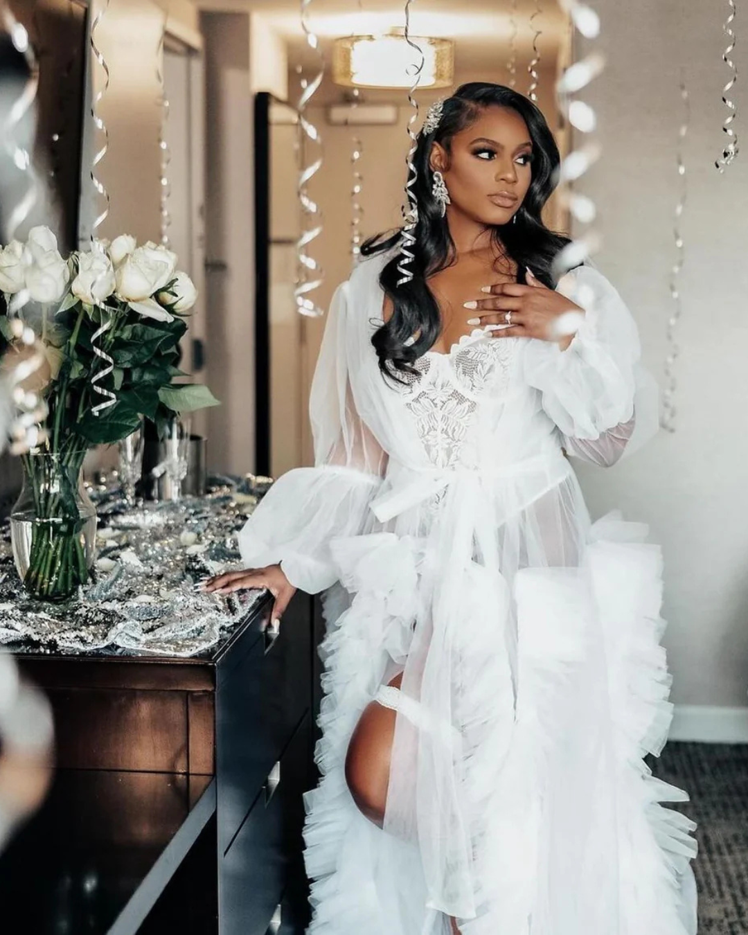 Lana Tulle Ruffle Bridal Robe