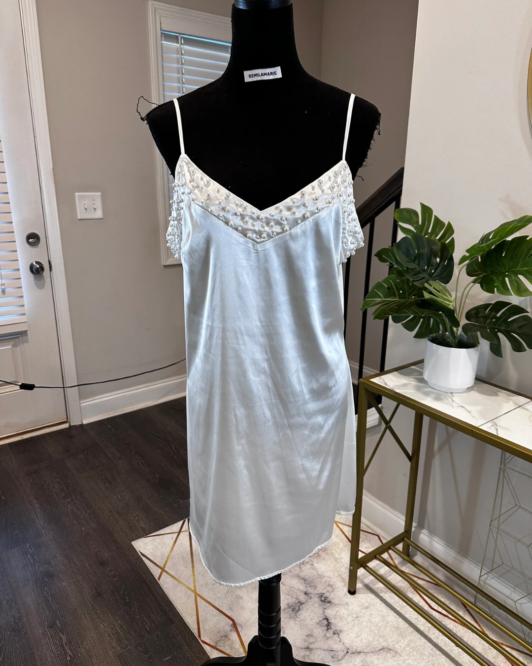 Julia Plus Size Bridal Robe and Pearl Slip Dress