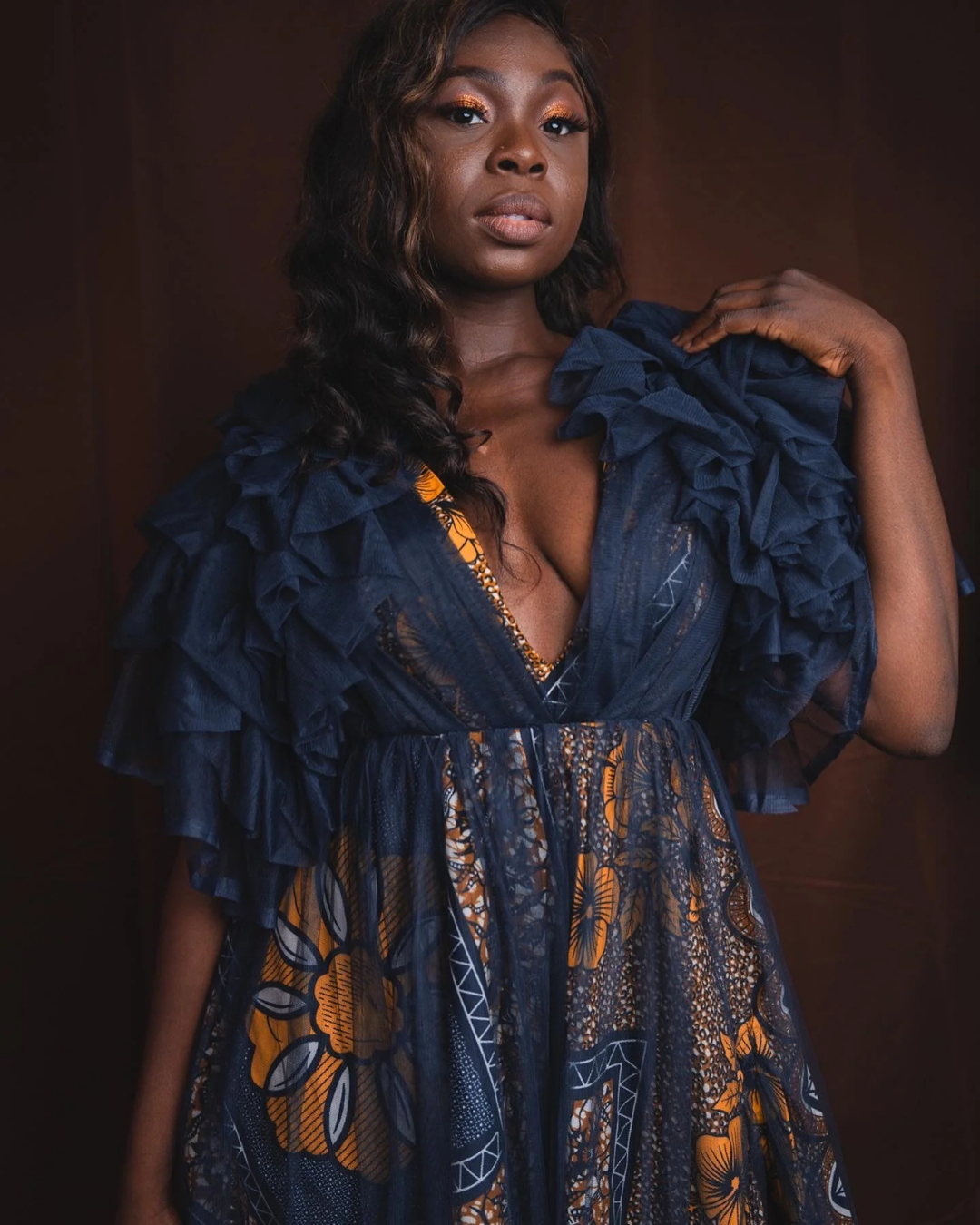 Amaka with Tulle Ruffles, Ankara Dress With Tulle, African Print Dress For Women, Tulle Ruffle Dress, Ankara Fashion, African Wedding Guest Dress, Ankara Party Dress, African Fashion, Ankara And Tulle Combination Dress,  African Occasion Wear