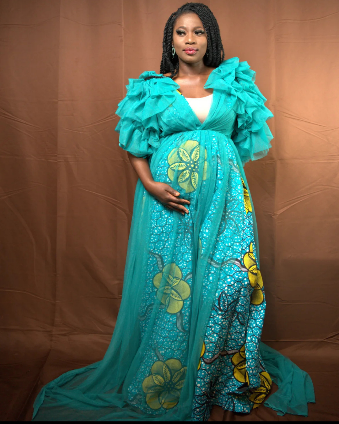 Layo Ruffle Dress, African Print Dress for Women, Tulle Ruffle Dress, African Wedding Guest Dress, Ankara Party Dress, Ankara and Tulle Combination Dress, African Occasion Wear