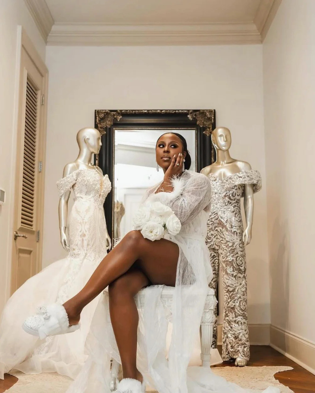 Faith Lace and Feather Robe