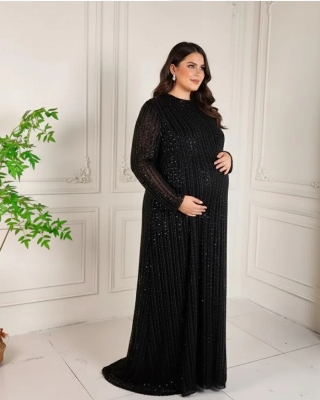 plus size sequin maternity dress Faeriesty Elegant Plus Size Maternity Gown One-Shoulder, Sequin Cape, Perfect For Baby Showers, Maternity Photoshoots, And Family Celebrations Vacation