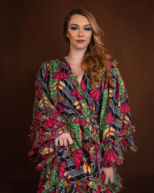 Lola African Ruffle Dress, Ankara Dress for Women, African Print Dress, African Wedding Guest Dress, Ankara Party Dress, Women’s African Clothing, Traditional African Dress, Ankara Styles for Ladies, African Print Midi Dress, African Occasion Wear