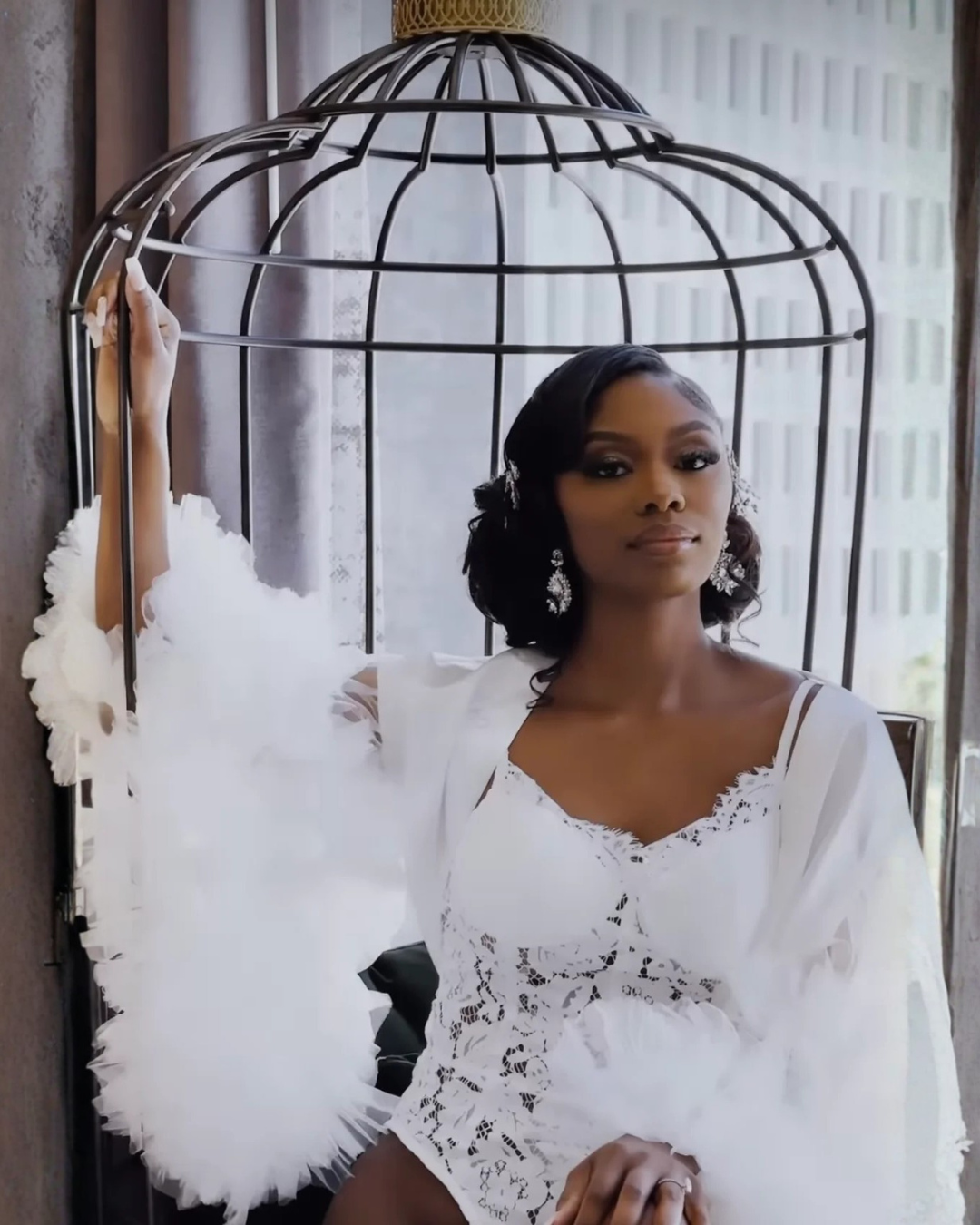 Diamond Tulle Ruffle Bridal Robe