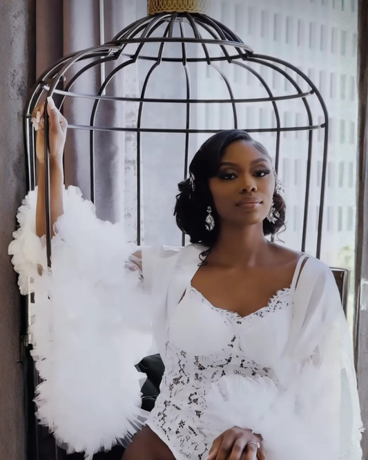 Diamond Tulle Ruffle Bridal Robe