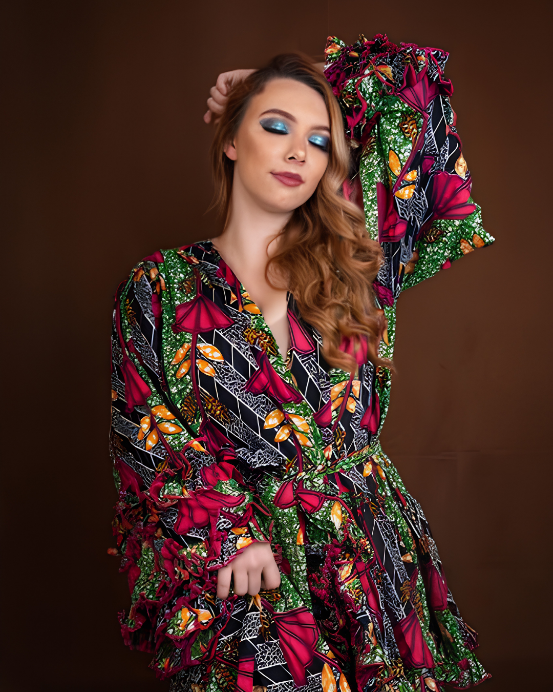 Lola African Ruffle Dress, Ankara Dress for Women, African Print Dress, African Wedding Guest Dress, Ankara Party Dress, Women’s African Clothing, Traditional African Dress, Ankara Styles for Ladies, African Print Midi Dress, African Occasion Wear
