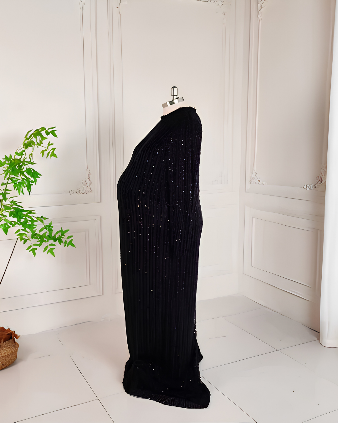 Black Beaded Plus Size Maternity Dress