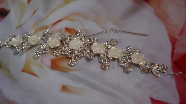 Enchanted Rose Crystal Bridal Hair Vine